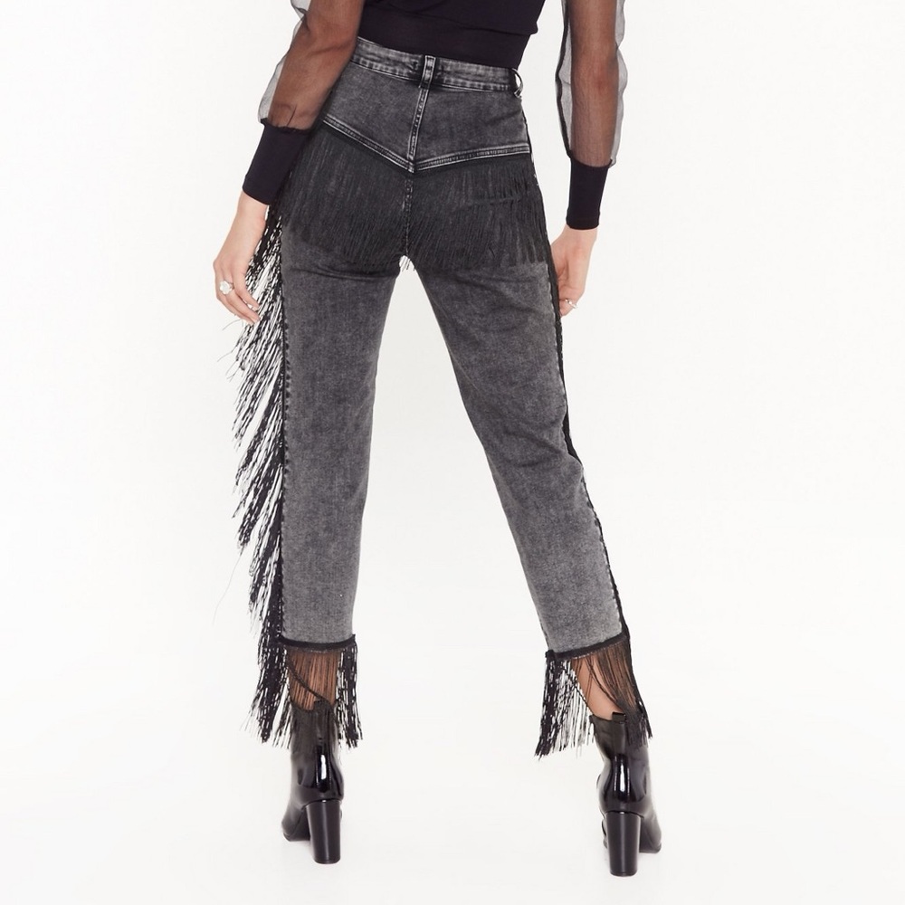 Nasty Gal Black Fringe Pants